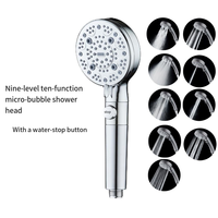 Populaire Chrome neuf niveaux dix fonctions filtre de pommeau de douche à main PP coton salle de bain robinet accessoire douchettes Type