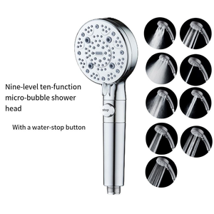 โครเมี่ยมยอดนิยมเก้าระดับสิบฟังก์ชั่นหัวฝักบัว<span class=keywords><strong>แบบ</strong></span>มือถือหัวกรองผ้าฝ้าย PP ก๊อกน้ำในห้องน้ำอุปกรณ์เสริมประเภทฝักบัว - Product Image 2