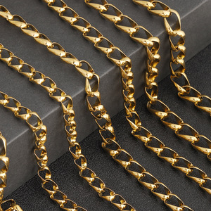 Cadena hueca retorcida de acero inoxidable, rectangular, semicircular, chapada en oro, para manualidades, bolsos, ropa, joyería y suministros de bricolaje. - Product Image 1