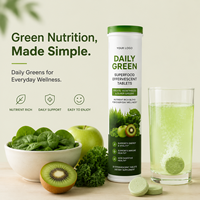 Comprimés effervescents Super Greens mélangés pour adultes OEM ODM – Complément nutritionnel quotidien naturel à base d'extraits de fruits et légumes verts