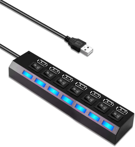 Hub <span class=keywords><strong>USB</strong></span> 2.0 ad alta velocità a 4 porte Multi Splitter con interruttori di alimentazione ON-OFF a luce LED 4 porte <span class=keywords><strong>USB</strong></span> HUB Expansion PC Desktop La - Product Image 2