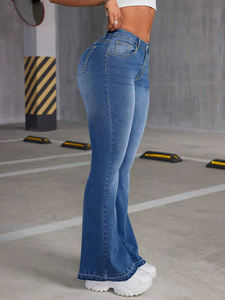 Offerta Speciale Jeans da Donna a Vita Alta, Vestibilità Regolare, Gamba a Zampa, in <span class=keywords><strong>Denim</strong></span> Elasticizzato, Taglie dalla S alla XXL, Stile Vintage Casual Estivo per Tutti i Giorni - Product Image 4