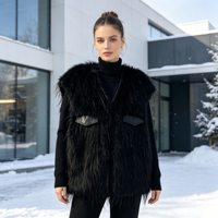 Gilet en fausse fourrure pour femme, fabriqué directement en usine, tissu sur mesure, taille, couleur, logo imprimé, veste sans manches tendance