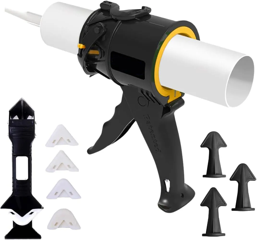 AKX Compact No Drip Caulk Gun with Caulking Tools and Caulk Nozzle