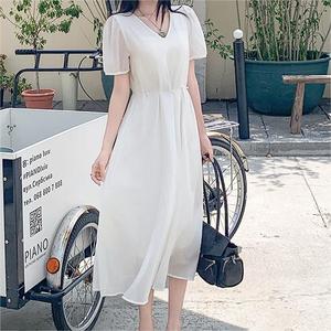 <span class=keywords><strong>Femme</strong></span> Noir pour Tencel Mince Robe Ample Mi-Longueur Taille Réduction Niche avec Style Décontracté - Product Image 6