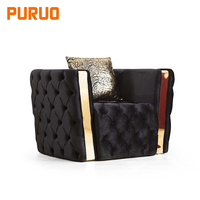 Puruo High-End-Villa Projekt italienisches Design Nubuk leder Sofa schwarzer Samt moderne Luxus Wohnzimmer Villa Sofa Set Möbel