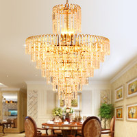 Lustre en cristal de style européen moderne minimaliste de luxe, finition dorée, éclairage LED, installation double usage, garantie de 5 ans