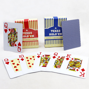 Cartes à jouer en plastique PVC imperméables Texas Hold'em de haute qualité, grand format, rouge et bleu, 88*63 mm, police mate - Product Image 4
