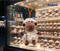 Porte-clés en peluche mouton, pendentif animal en peluche doux pour décoration de sac, cadeau de fête, porte-clés en peluche mouton personnalisé