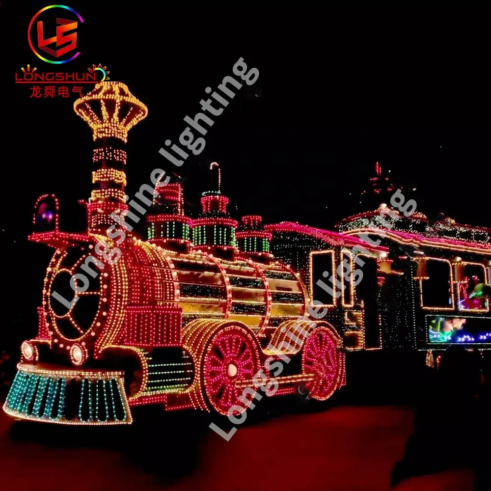Decoração de natal, decoração comercial, decoração externa, impermeável, gato gigante 3d, luz de trem