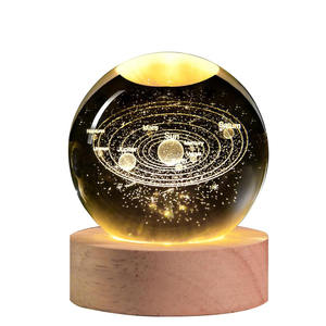 Wholesale <b>3D</b> Art <b>Crystal</b> <b>Ball</b> Night Lamp Luminous Decoration <b>Solar</b> <b>System</b> Led Lights Desktop Home Decor - Product Image 1
