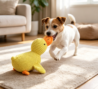 Jouet couineur pour chien en peluche canard jaune, jouet à mâcher durable pour la dentition des chiots, jouet en peluche doux pour animaux de compagnie pour l'heure du sommeil