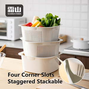 SHIMOYAMA Dual-Use <strong>White</strong> Draining &amp; Drenching <strong>Basket</strong> <strong>Wash</strong> Sieve Vegetable Set for Kitchen &amp; Living Room Storage <strong>Baskets</strong> - Product Image 2