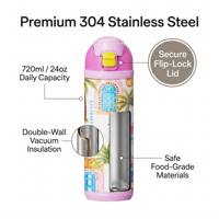 Bouteille Isotherme en Acier Inoxydable 24oz avec Couvercle à Rabat, Motif Méditerranéen, pour Vacances à l'Île, Vente en Gros, Personnalisation OEM