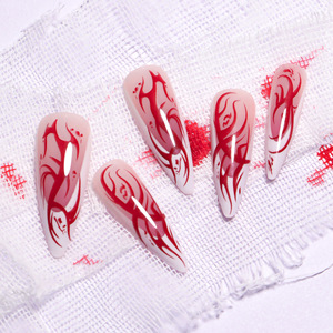 <span class=keywords><strong>Uñas</strong></span> postizas acrílicas mecánicas estilo <span class=keywords><strong>Halloween</strong></span> al por mayor, 24 unidades, de almendra, stiletto, mariposa, largas - Product Image 2