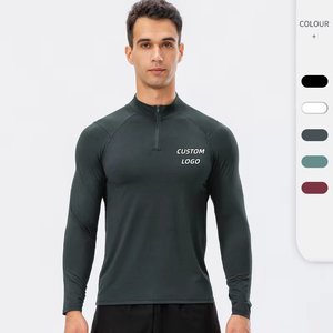 <span class=keywords><strong>Maglia</strong></span> Sportiva da Uomo con Zip a un Quarto e Maniche Lunghe, Personalizzabile con Logo OEM, 180GSM, Asciugatura Rapida, Vestibilità Slim, per Corsa, Palestra e Fitness, Vendita all'Ingrosso - Product Image 1