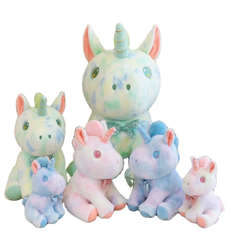 저렴한 가격 도매 무지개 유니콘 모피 장난감 어린이 소녀 맞춤형 봉제 동물 장난감