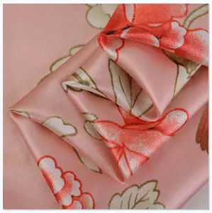 Garment Material Plain Dyed Floral Pattern Digital Print Polyester Silk Satin Fabric For Dress