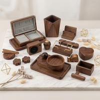 Boîte de rangement pour bijoux en bois massif de noyer poli pour bagues et bagues de doigt, style moderne, multifonction, rangement de bureau et de table