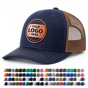 Casquettes de camionneur classiques de style 112 avec logo en cuir personnalisé, patch en cuir 3D de haute qualité à 6 panneaux - Product Image 1