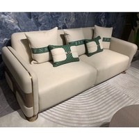 Canapé d'angle en cuir véritable, design royal italien, pour salon moderne, appartement européen, ensemble 3 places - Vente chaude