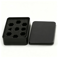 Boîte carrée noire en métal pour dés, boîte de rangement, boîte de présentation, emballage cadeau avec impression UV pour jeu de dés
