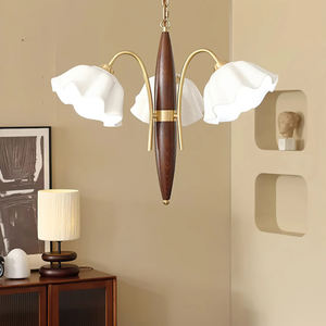 Lustre Nordique Rétro Français pour Salle à Manger et Cuisine, Métal, Bois, Céramique, Haute Qualité, Nouveau Design, Lustre en Céramique Fleur <span class=keywords><strong>Olina</strong></span> - Product Image 5