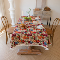 Nappe de table imperméable en coton et lin, motif pastoral américain, effet peinture à l'huile, décoration de table, housses de table basse de luxe léger