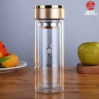 Tasse à eau en verre borosilicate avec poignée, design simple, bon pour la santé, bouteille d'eau en verre à double paroi avec filtre à thé, ml