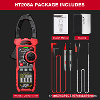 Multimeter Digital Clamp Presisi Tinggi Habotest Ht208A/D AC DC Meter Lintas Batas untuk Mengukur Arus, Resistansi, dan Temperatur