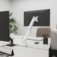 Nuevo Soporte de Escritorio VESA de Acero Aleado Blanco con Resorte de Gas para un Solo Monitor, Movimiento Completo, Altura Ajustable, Inclinación y Giro, para Monitores de 13-32 Pulgadas