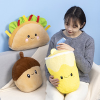 Coussin en peluche amusant en forme de burger de dessin animé, petit animal en peluche avec rembourrage en coton PP, idéal pour les fêtes et la détente
