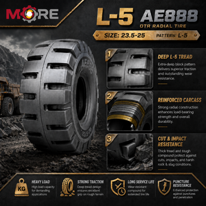 ยางรถตักดิน Aulice 23.5-25 OTR รุ่น AE888 L5 ลายดอกยาง 40PR สำหรับงานหนัก ใช้ในงานเหมืองและงานก่อสร้าง - Product Image 2