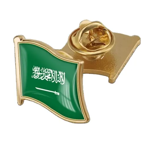 Nuoxin individualisierte Metalllegierung Souvenir magnetische Brosche Pin-Ausweis Saudi-Arabien Flagge Revers-Stifte für Kleidungsdekoration