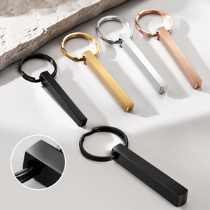 Portachiavi in acciaio inossidabile inciso di alta qualità, barra verticale 3D a 4 lati, logo personalizzato, impermeabile, regalo <span class=keywords><strong>vintage</strong></span> per coppia, OEM ODM - Product Image 3