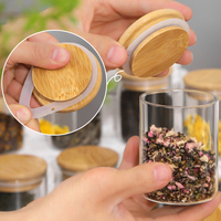 Pots à épices de stockage en verre borosilicaté avec couvercle en bambou pour la cuisine domestique
