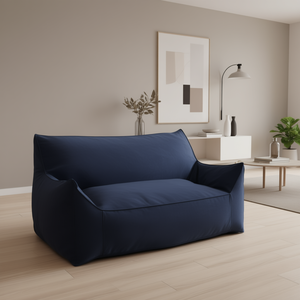 Fila Velveteen Two Seat <b>Bean</b> <b>Bag</b> Sofa Modern European Design Oversized Armrests Shredded Foam <b>Fill</b> Extra Soft Upholstered - Product Image 2