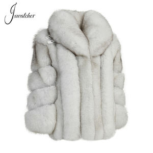 ที่มีคุณภาพสูงสีทึบ2022ผู้หญิงจริงฟ็อกซ์เสื้อขนสัตว์ที่มีฟ็อกซ์ปกขน - Product Image 2