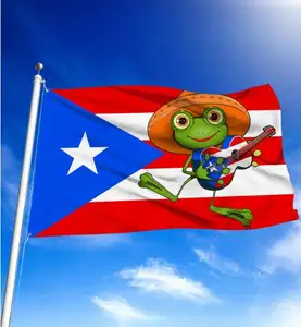 Kualitas tinggi lucu Puerto Rico ROG 3X5Ft bendera Puerto Rican Boricua Pride dalam ruangan luar ruangan bendera tanda spanduk