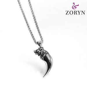 Colliers pendentifs tête de loup en acier inoxydable, style viking, gothique, punk, vintage, bijoux de mode en acier titane pour hommes - Product Image 3