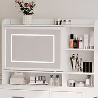 Coiffeuse moderne OEM pour chambre à coucher avec miroir lumineux, chaises, 4 tiroirs, 3 modes d'éclairage réglables, prise de courant et miroir LED coulissant