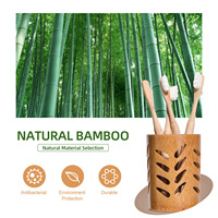 Brosse à dents creuse en bois de bambou naturel organisateur de dentifrice tasse de lavage pot à dents tasse de brosse à dents