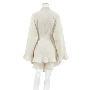 Disponibile Set Pigiama <span class=keywords><strong>da</strong></span> Donna in <span class=keywords><strong>Cotone</strong></span> e Lino con Volant Comodo e Ampio a Maniche Lunghe Nuovo Lussuoso Abbigliamento <span class=keywords><strong>da</strong></span> Casa - Product Image 6