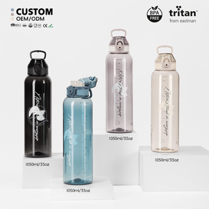 Botella de Agua de Plástico Tritan Transparente, Resistente a Fugas, Libre de BPA, con Tapa y Asa, al por Mayor - Product Image 1