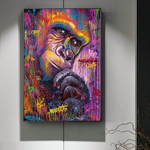 Hot bán đường phố graffiti đười ươi Khỉ vải động vật sơn hiện đại <span class=keywords><strong>GORILLA</strong></span> nghệ thuật in trang trí nội thất sơn - Product Image 2