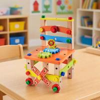 Juguete de Madera Desarmable, Silla con Tornillos y Tuercas, Rompecabezas de Ensamblaje para Niños
