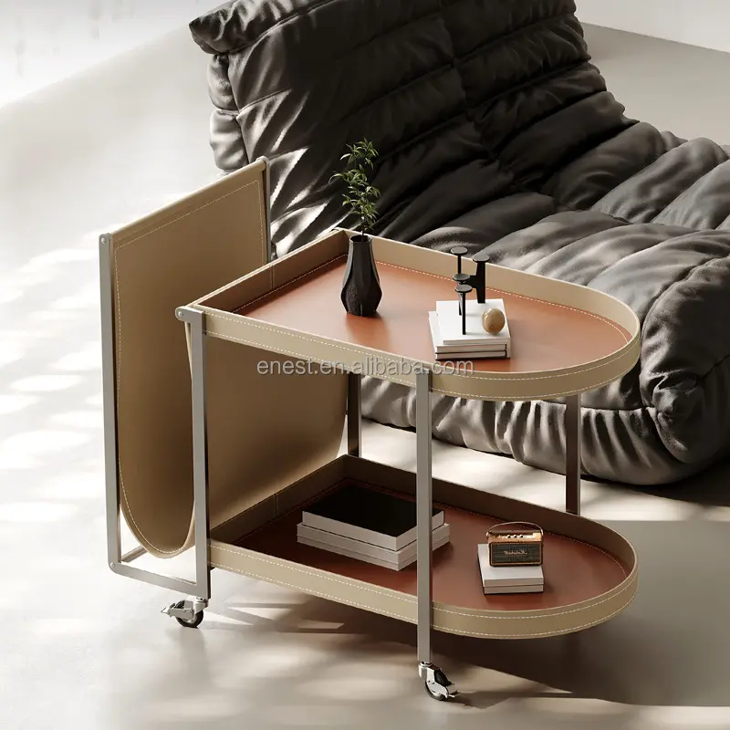 Juego de mesa de centro contemporánea de almacenamiento de doble capa de nuevo diseño moderno para muebles de sala de estar, sofá, mesa auxiliar