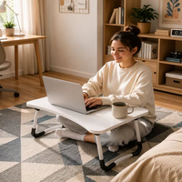 Table de lit pliante ergonomique et portable avec support pour tablette, pieds en W stables, table pour ordinateur portable, idéale pour dortoir, canapé, lecture