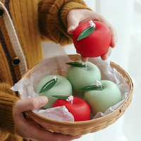 Bougie parfumée en forme de pomme de Noël, cire de soja, aromathérapie, biologique, 3D, fruitée, sans fumée, longue durée, rouge, décoration d'intérieur, cadeaux de Noël