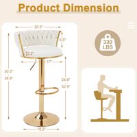Tabouret de bar moderne en velours avec dossier, tabouret pivotant à hauteur de comptoir pour îlot de cuisine, restaurant et café